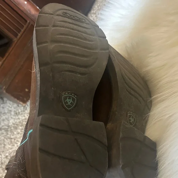 Ariat Brown and Teal Western Boots Fat Baby - Picture 5 of 5